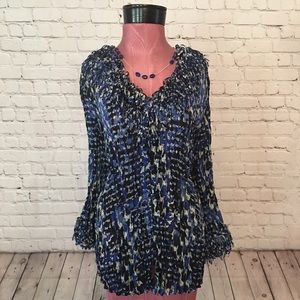 EUC Agora Ruffled Blouse Top Button Front